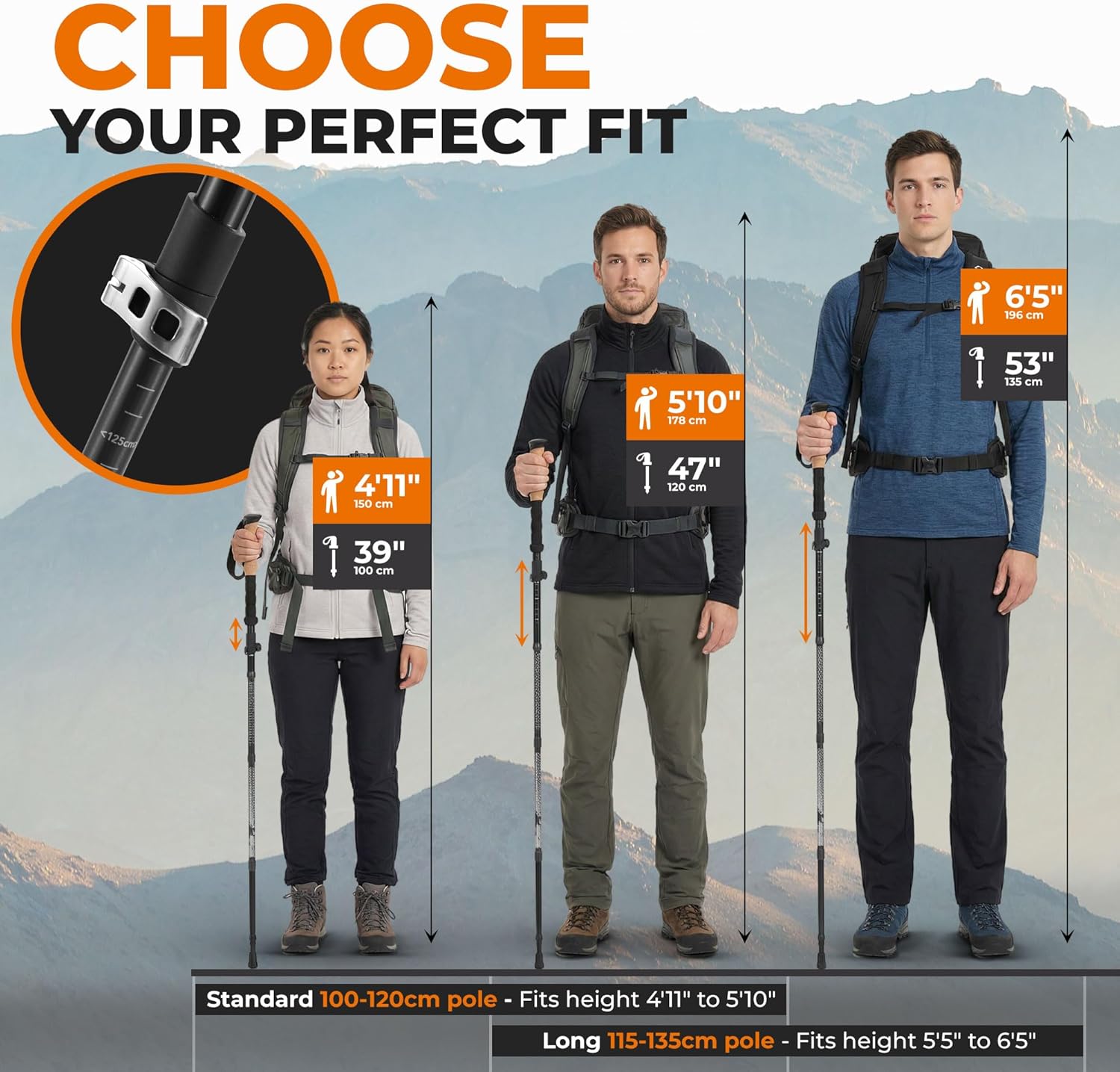 Trekology Trek-Z Collapsible Hiking & Trekking Poles - Balance Support for Seniors, Women, and Men, 2pc Per Set - Image 5