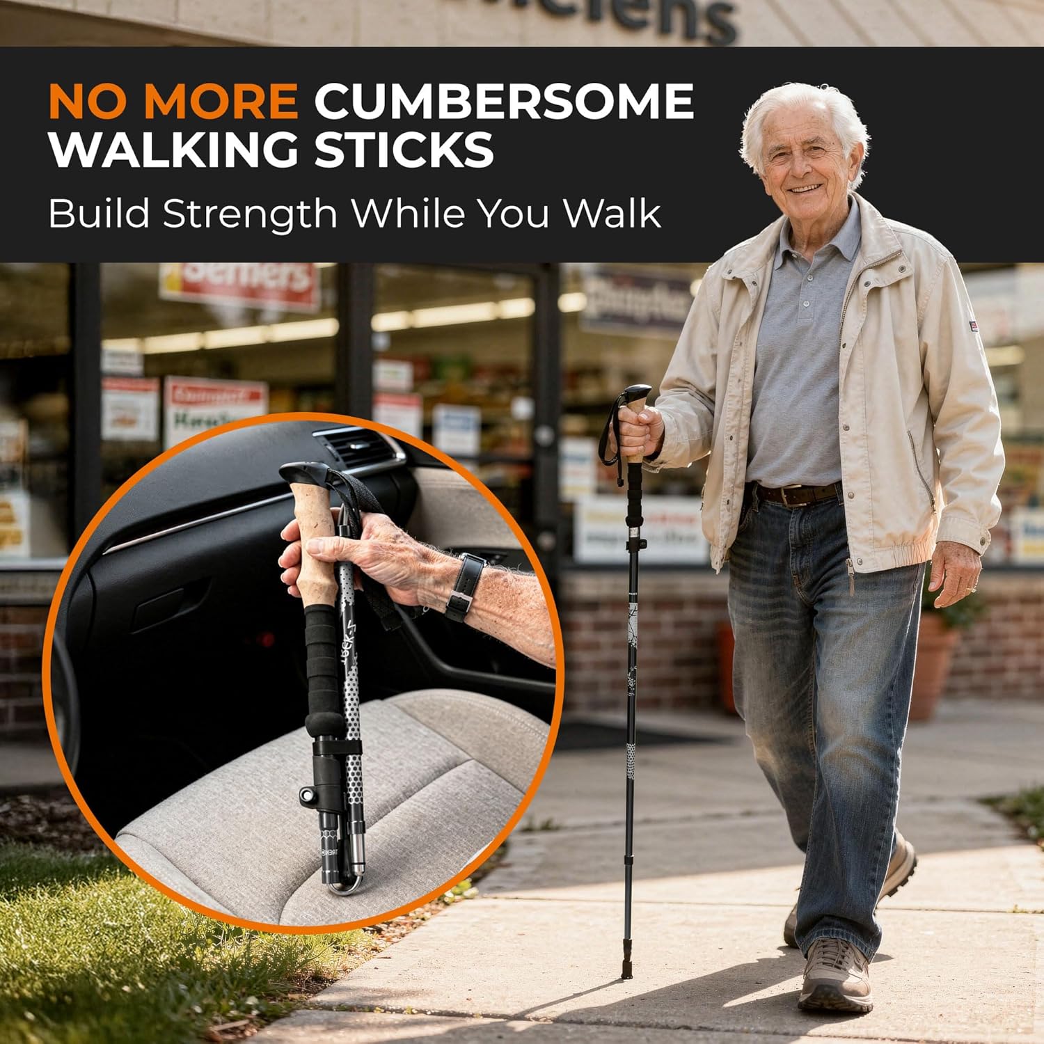 Trekology Trek-Z Collapsible Hiking & Trekking Poles - Balance Support for Seniors, Women, and Men, 2pc Per Set - Image 6